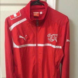 Men's Red Swiss Puma Soccer Jacket, never worn